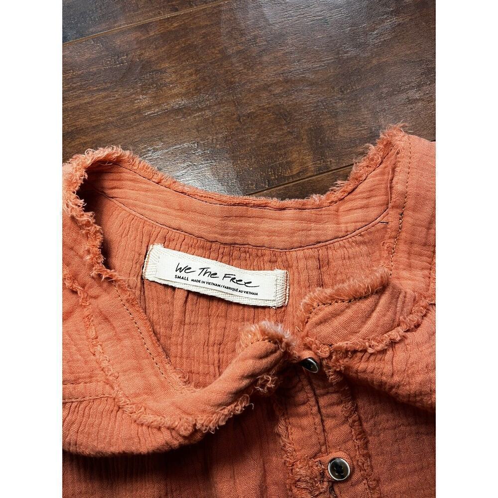 Free People Moving Mountains Oversized Shirt Long Sleeve Raw Hem Size Small - Picture 7 of 9